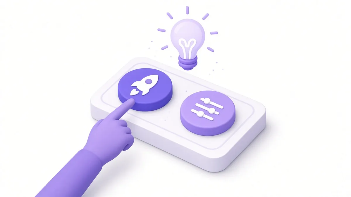 Hand confidently choosing between a boost button and an ad controls button