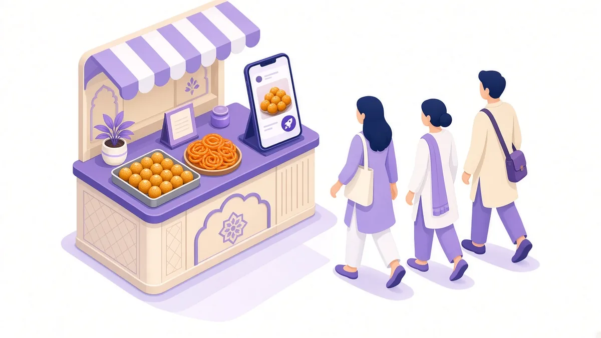 Small Indian sweet shop promoting a post with a simple boost from a phone