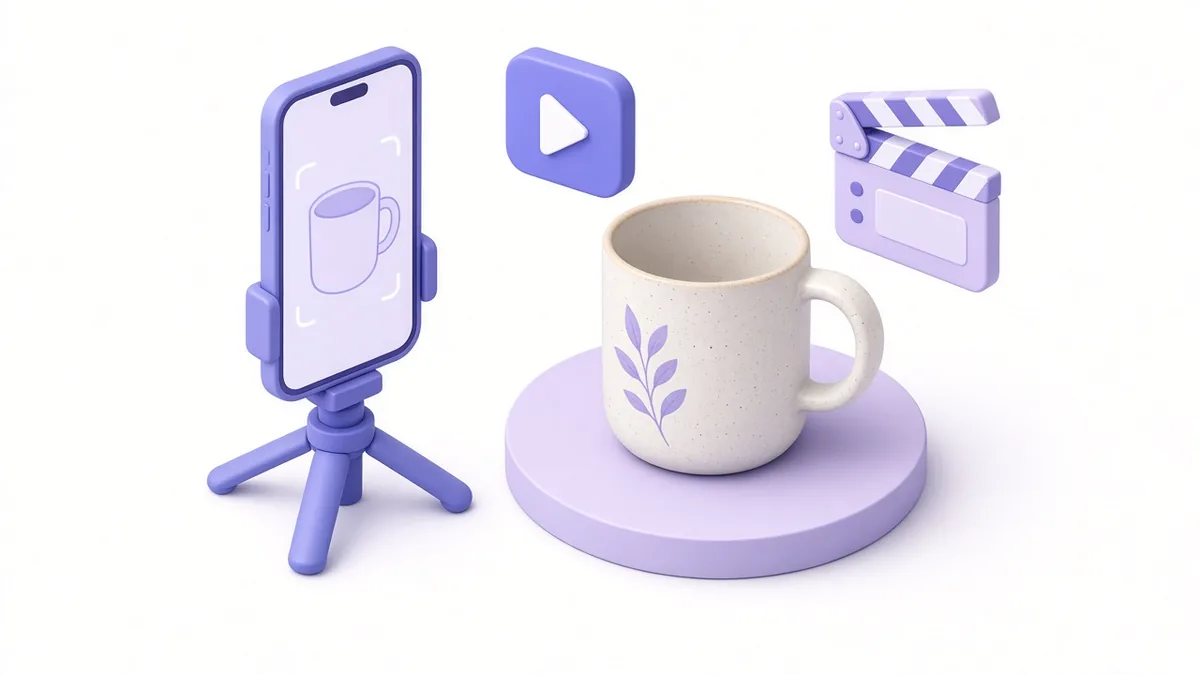 Phone on a tripod filming a product for a short vertical video