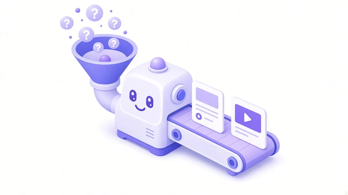 Machine turning customer questions into articles and videos
