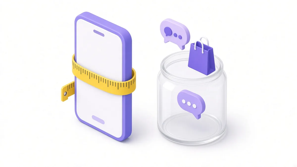 Measuring tape around a phone with enquiries dropping into a jar
