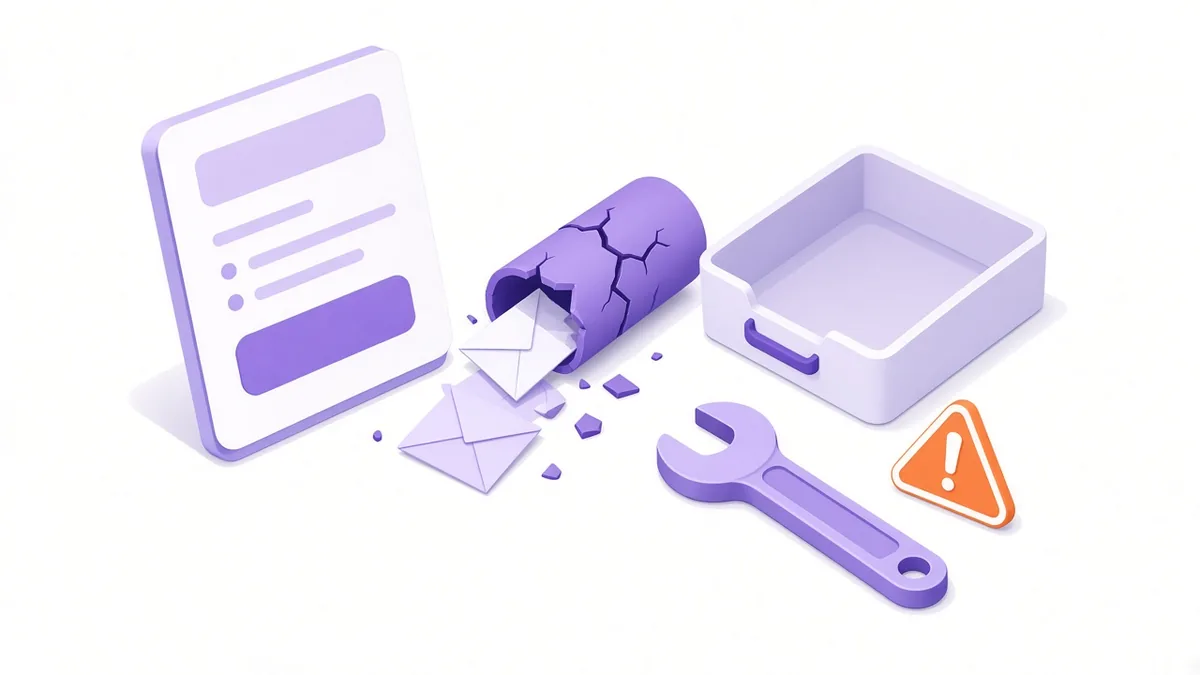 Broken pipe leaking lead envelopes between a form and an inbox