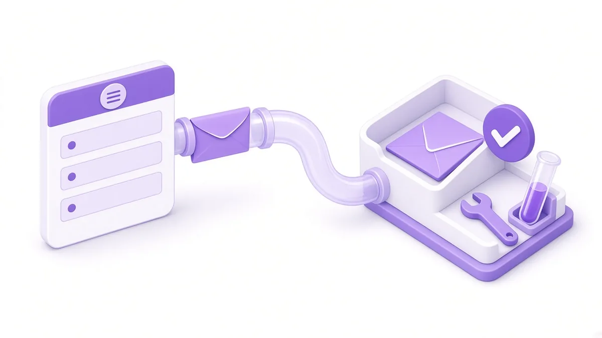 Lead form sending a test entry through a pipe to a checked inbox