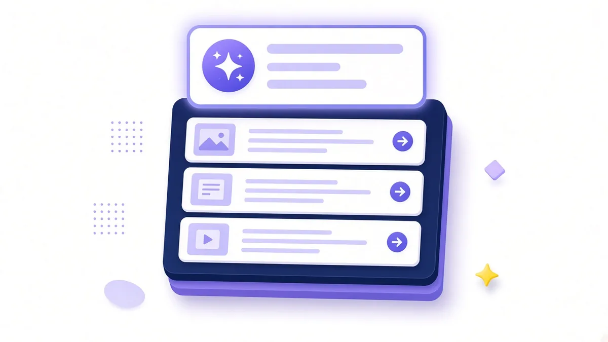 Illustration of a search results panel with an AI summary card on top pushing the ordinary result links lower
