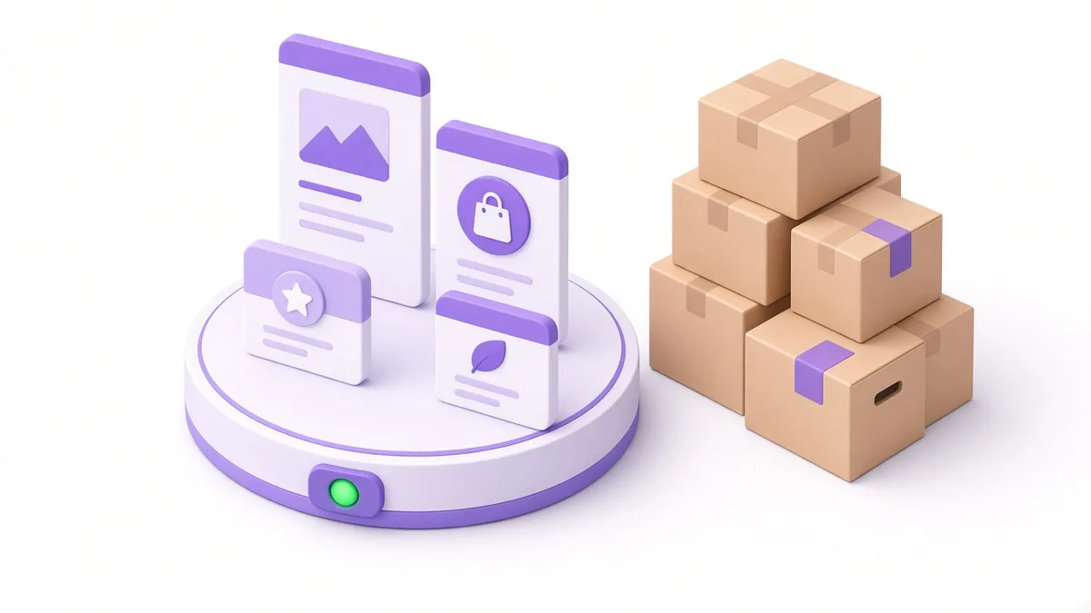 Organised product cards on a launch pad with a green go light