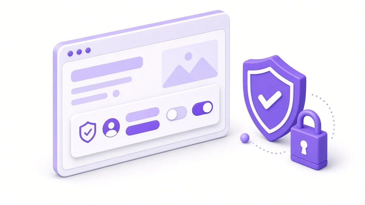 Consent banner with toggles, shield and padlock representing privacy consent