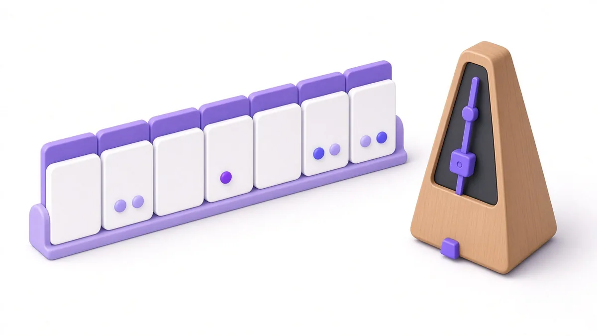 Weekly calendar with evenly spaced posting dots and a metronome