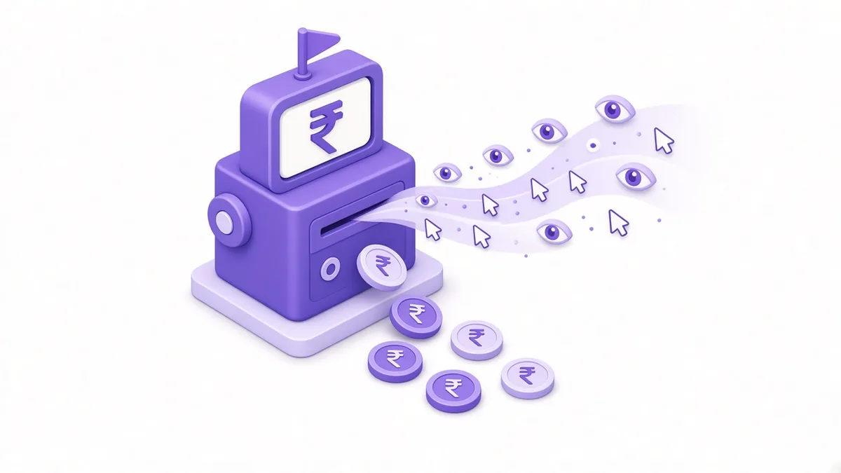 Rupee meter charging for a stream of ad impressions and clicks